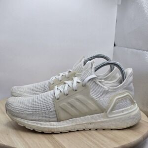 Womens Size 7.5 Adidas UltraBoost 19 G54015 Triple White Running Shoes Sneakers